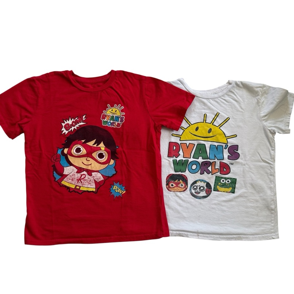 Bundle of 2 Ryan’s World 100% Cotton Graphic T-Shirts Unisex Kids Size 10/12